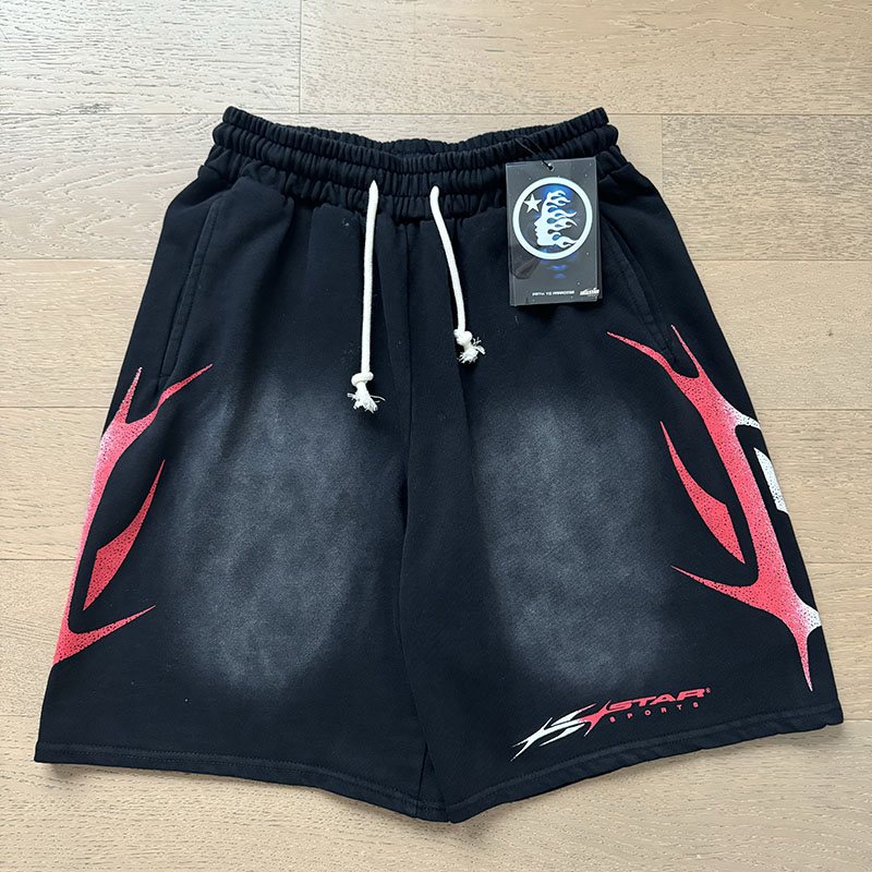 Hellstar Washed Black Splatter Graphic Shorts — hero