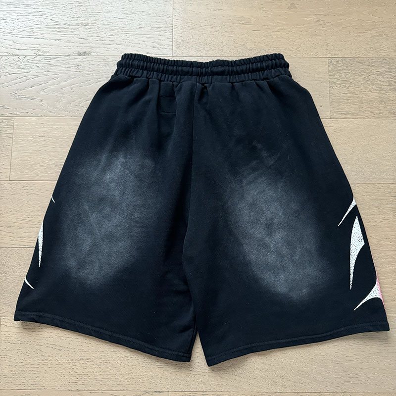 Hellstar Washed Black Splatter Graphic Shorts — back