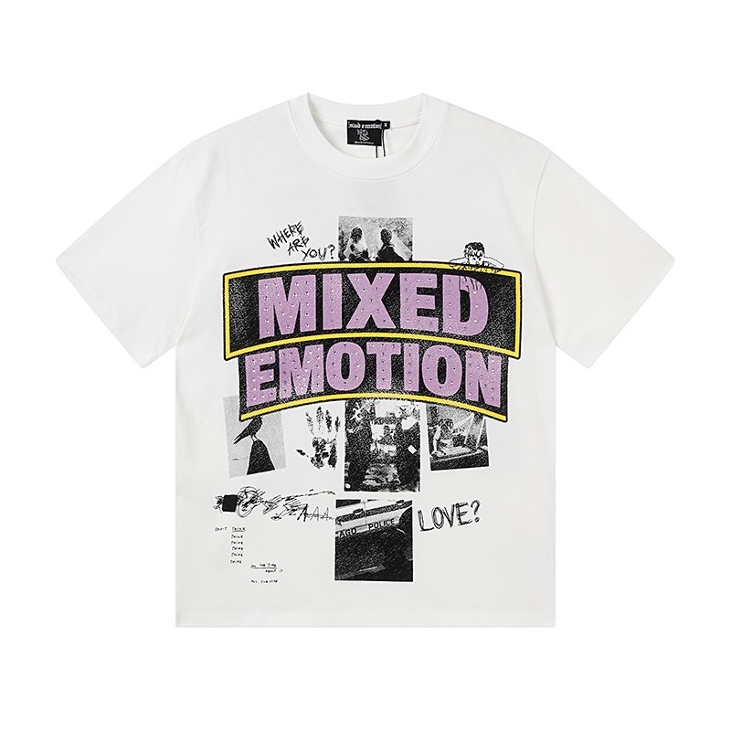 MIXED EMOTION White Graphic T-Shirt — hero
