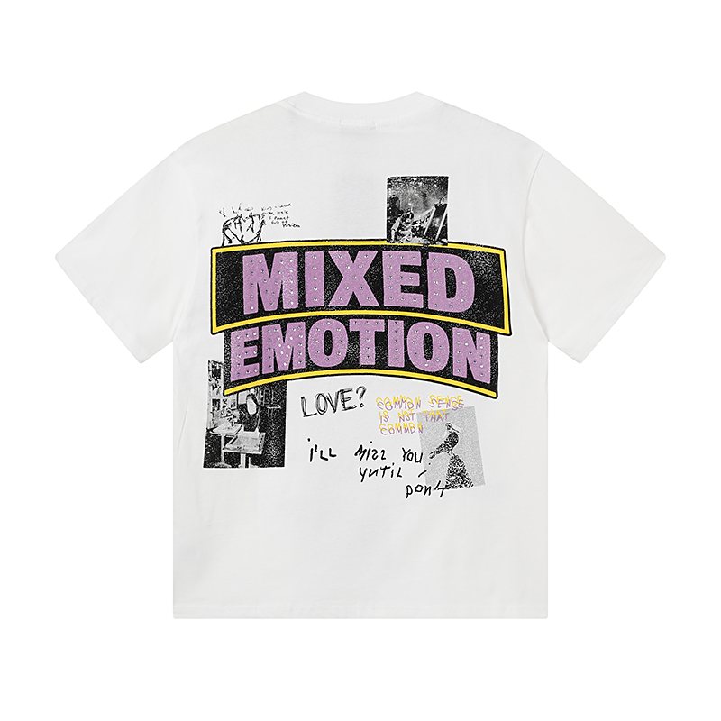 MIXED EMOTION White Graphic T-Shirt — back