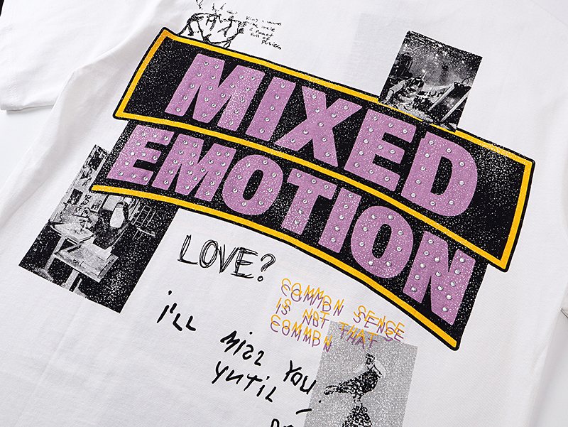 MIXED EMOTION White Graphic T-Shirt — detail