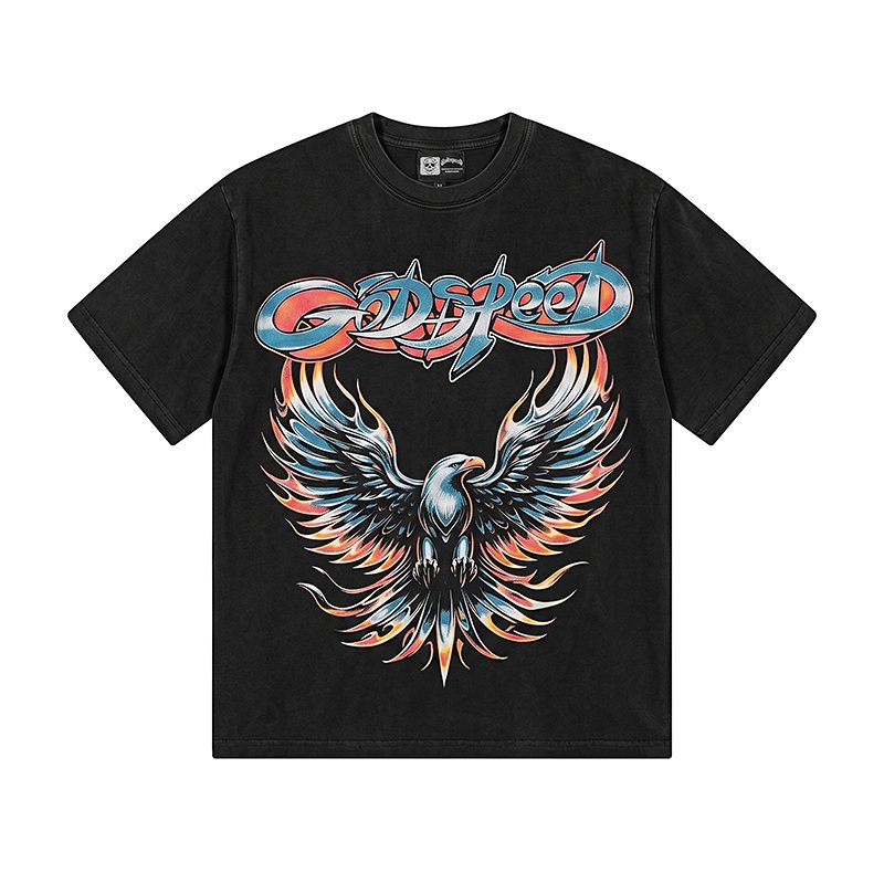 Godspeed Eagle Graphic Washed Black T-Shirt — front