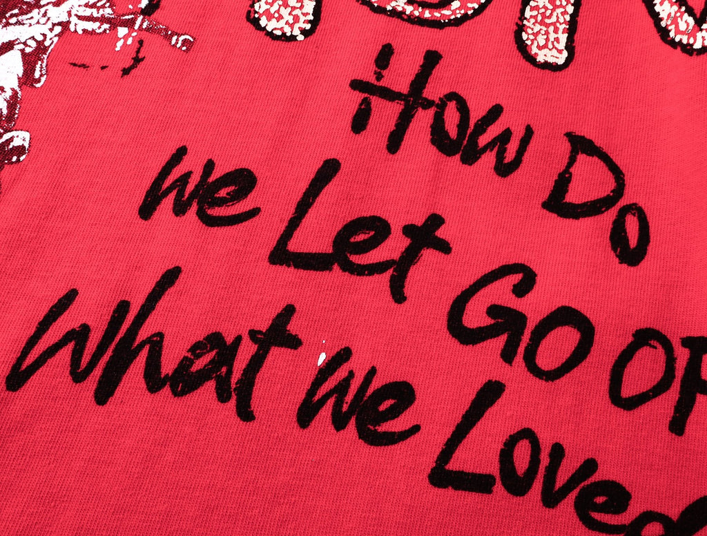 MIXED EMOTION Washed Red Front & Back Graphic T-Shirt — detail