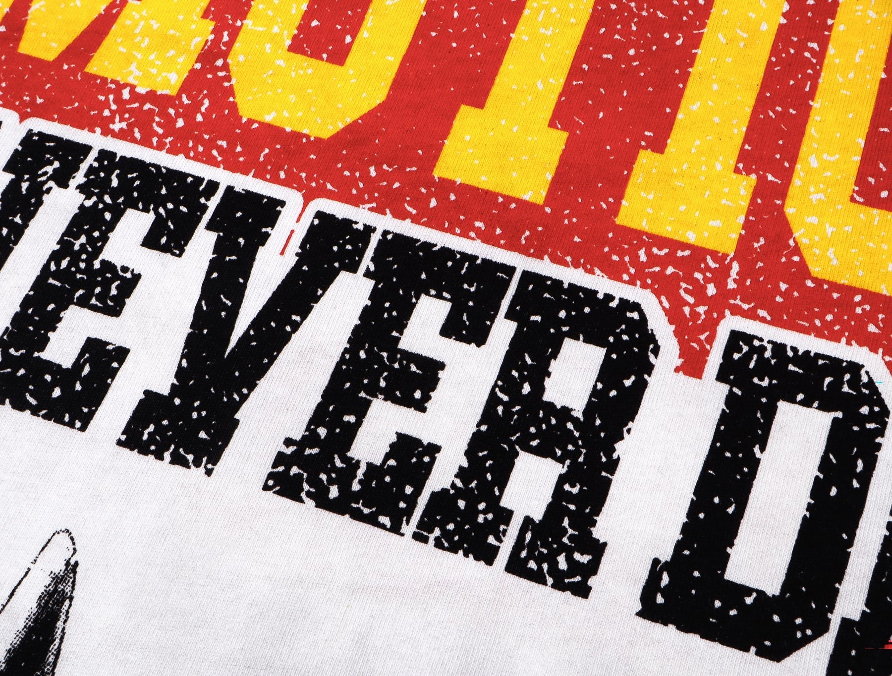 MIXED EMOTION Washed White Front & Back Graphic T-Shirt — detail