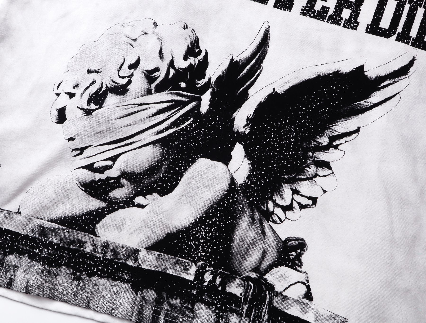 MIXED EMOTION Washed White Front & Back Graphic T-Shirt — detail