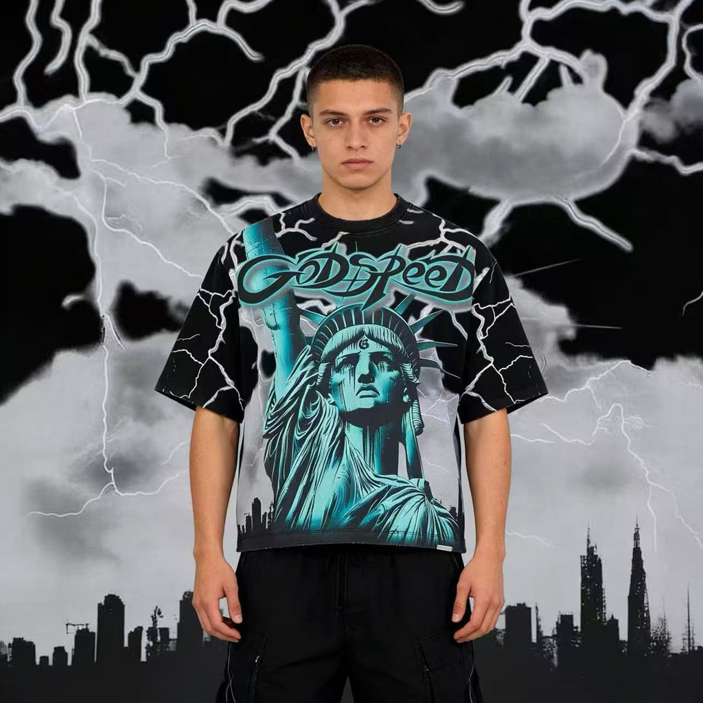 Godspeed Statue of Liberty Graphic T-Shirt — front