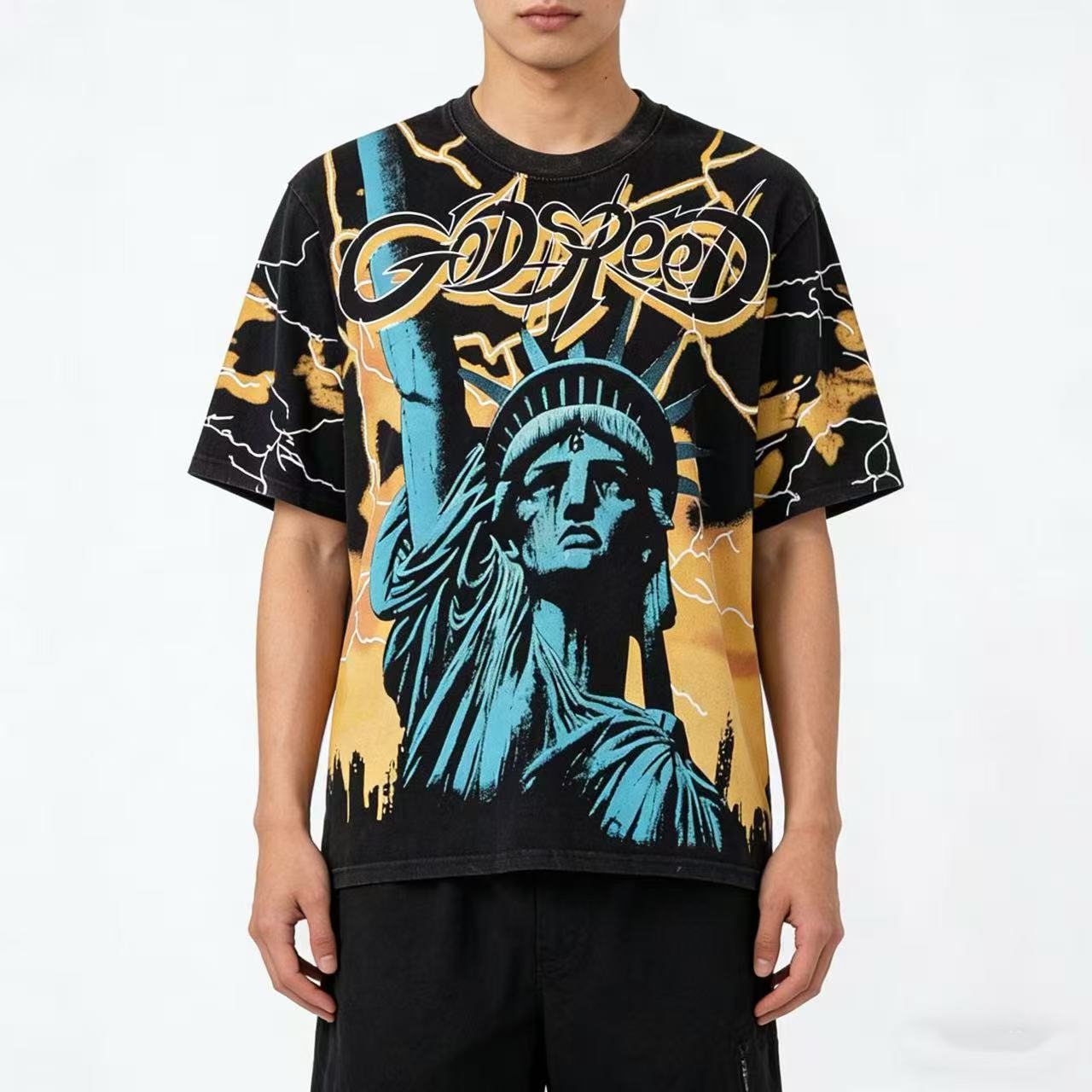 Godspeed Statue of Liberty Graphic T-Shirt — front