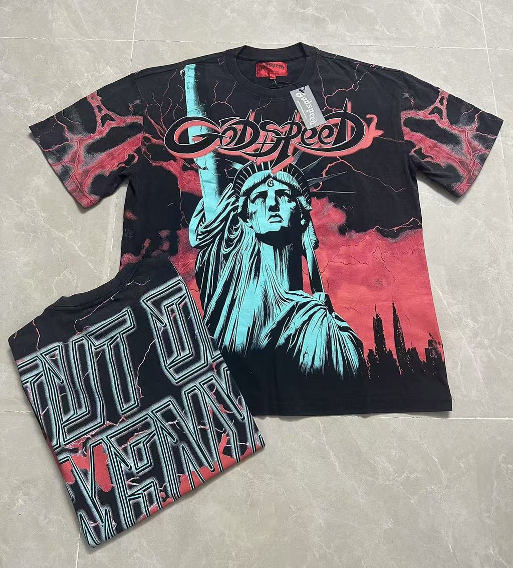 Godspeed Out of Many One Statue Graphic T-Shirt — context