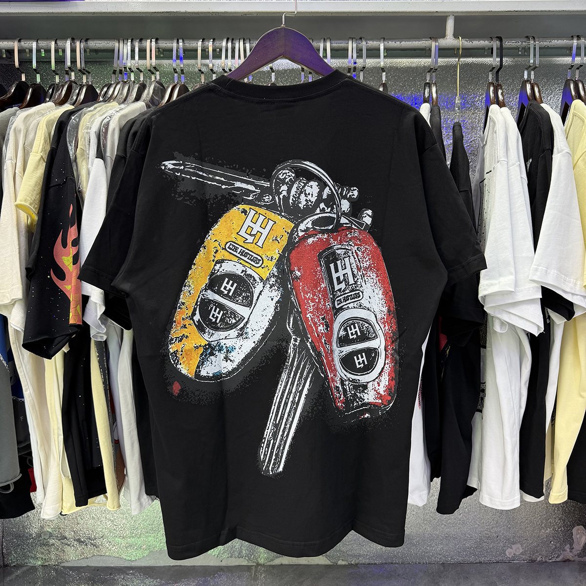Life Hustlere Motorcycle Graphic Short-Sleeve T-Shirt — back