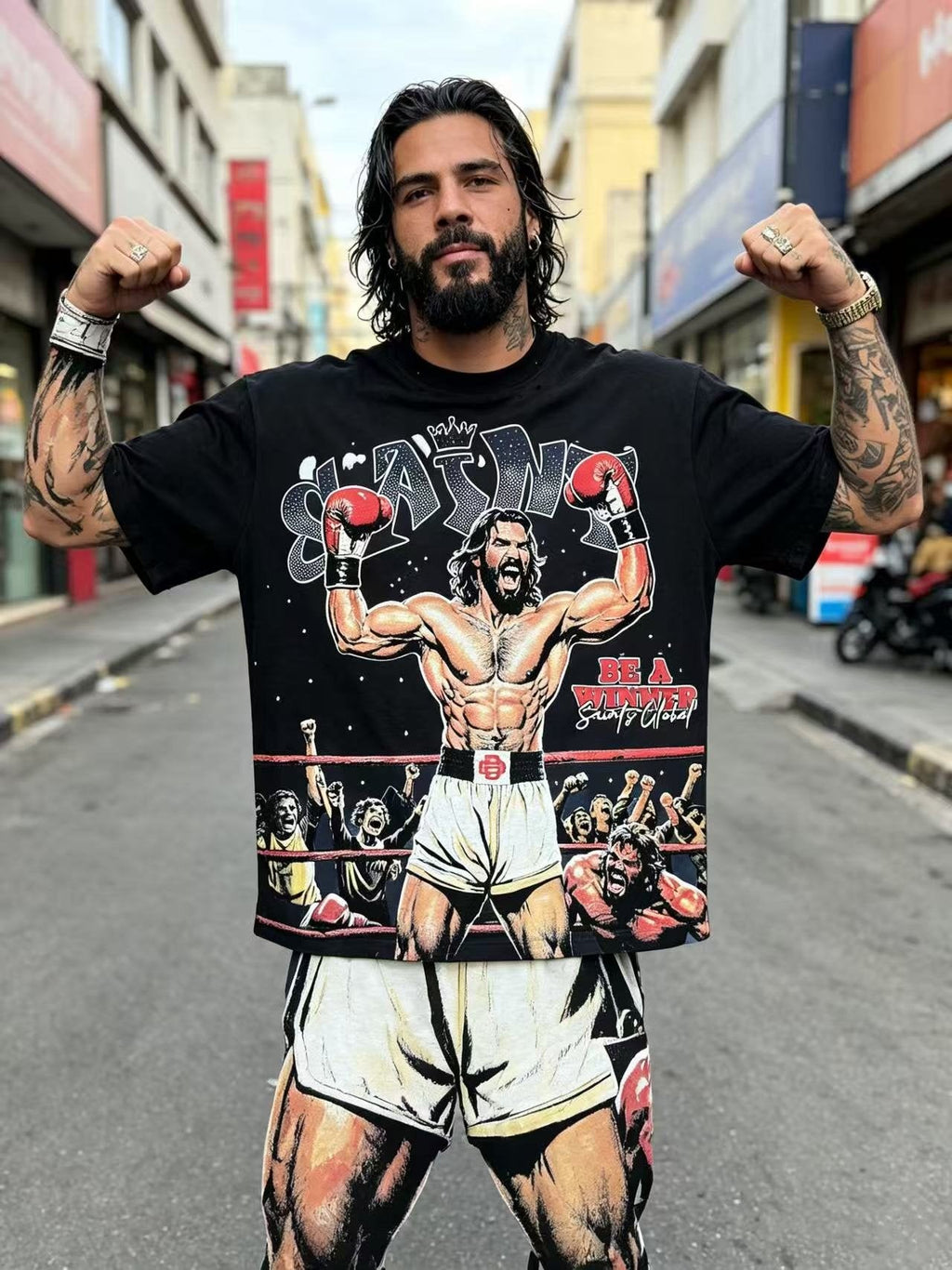 SAINT Boxer Winner Graphic T-Shirt — model