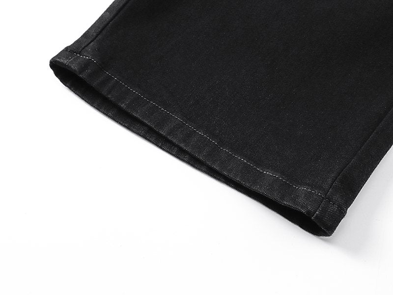 AMIRI Black Rhinestone Script Denim Shorts — detail