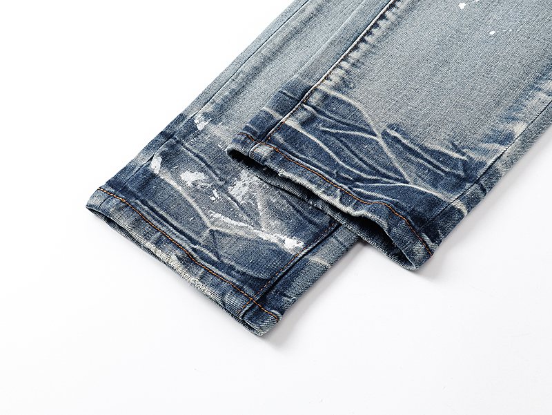 Amiri Light Blue Distressed Leg Print Jeans — detail