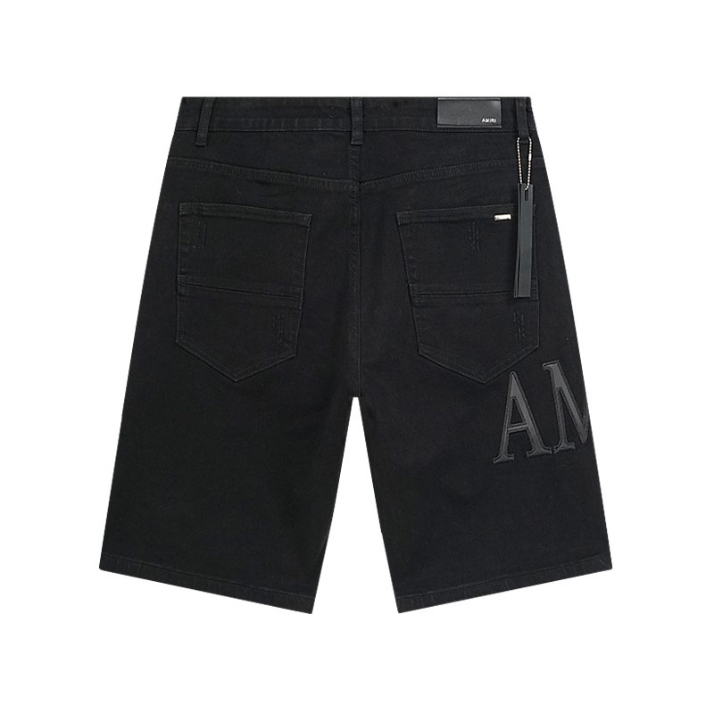 AMIRI Distressed Black Denim Shorts — back