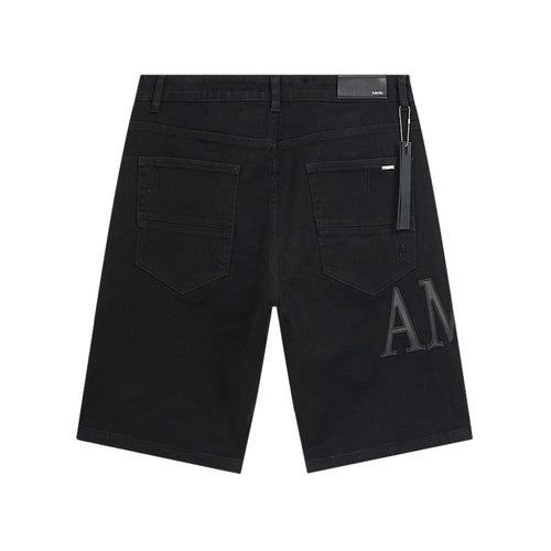 AMIRI Distressed Black Denim Shorts — back