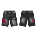 AMIRI Washed Black Embroidered Denim Shorts — hero
