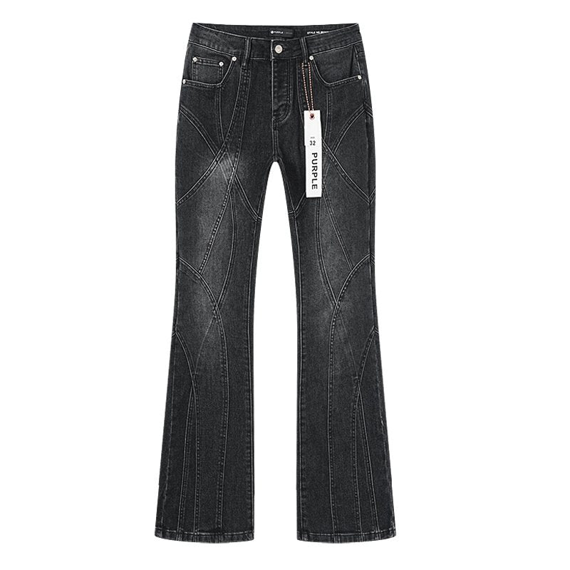 Purple Brand Black Washed Flare Jeans — hero