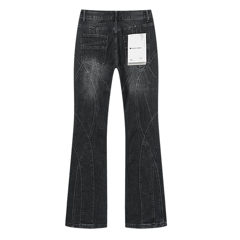 Purple Brand Black Washed Flare Jeans — back