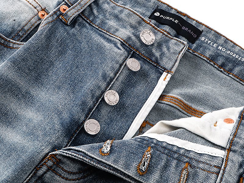 Purple Brand Light Blue Washed Flare Jeans — detail