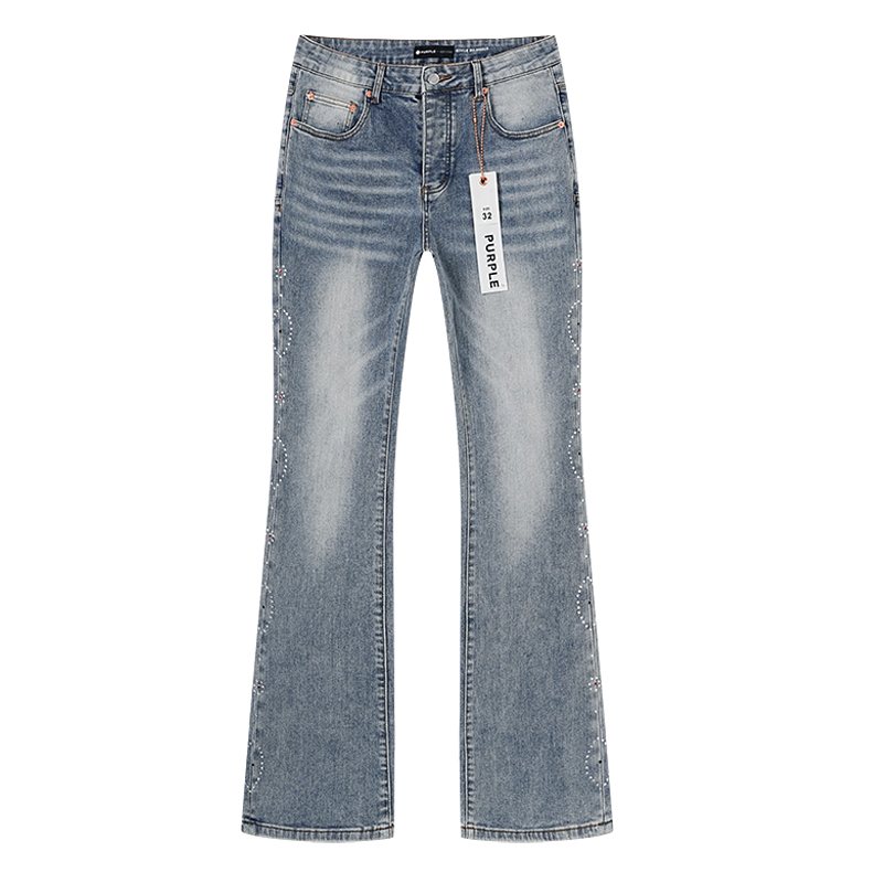 Purple Brand Light Blue Washed Flare Jeans — front