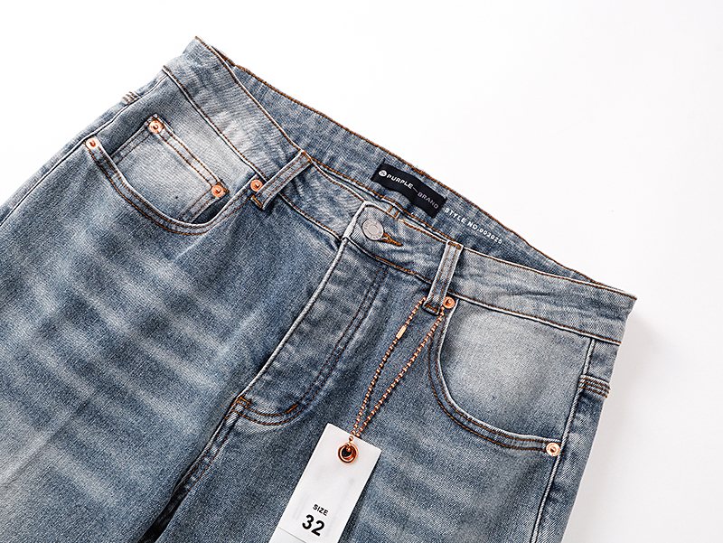 Purple Brand Light Blue Washed Flare Jeans — detail