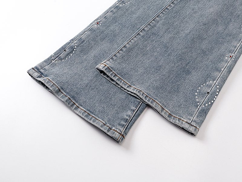 Purple Brand Light Blue Washed Flare Jeans — detail