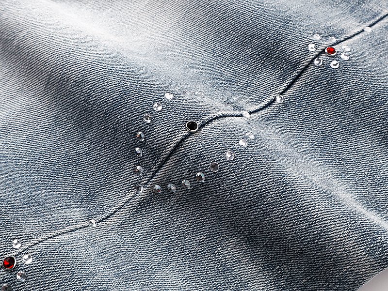 Purple Brand Light Blue Washed Flare Jeans — detail