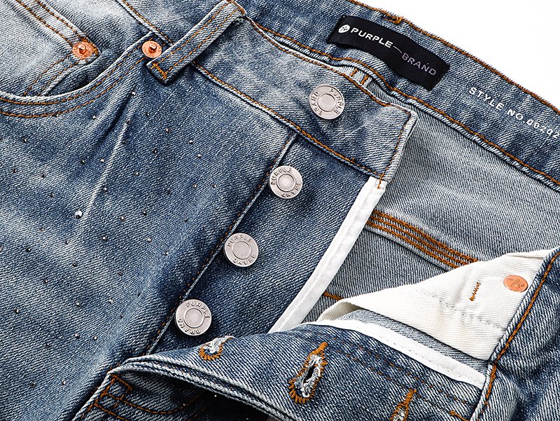 Purple Brand Light Blue Distressed Flare Jeans — detail