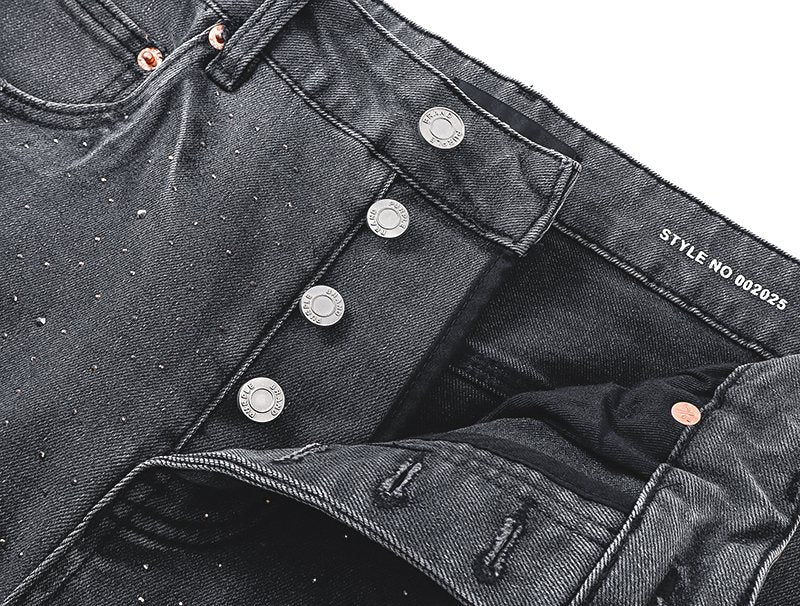 Purple Brand Gray Rhinestone Flared Jeans — detail