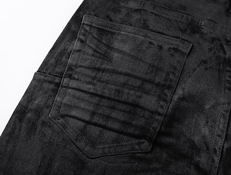 Purple Brand Black Coated Crinkle Bootcut Jeans — detail