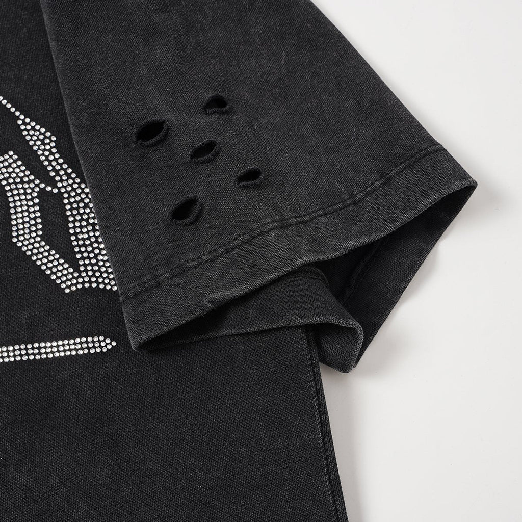 Godspeed Washed Rhinestone Graphic T-Shirt — detail