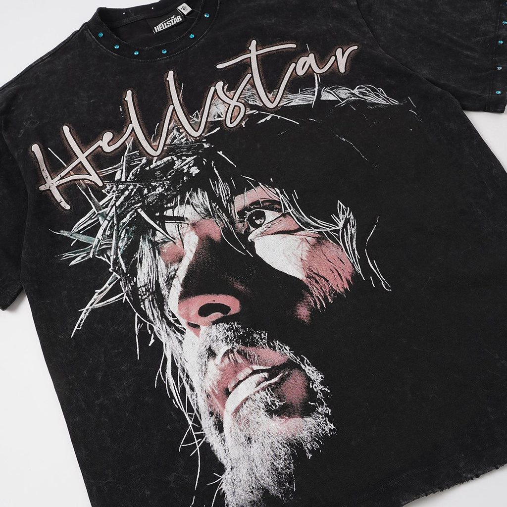 Hellstar Records Face Graphic T-Shirt — detail