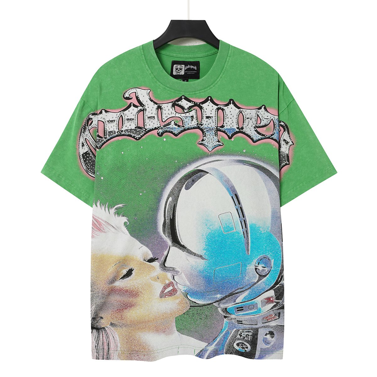 Godspeed Astronaut Face Graphic T-Shirt — front