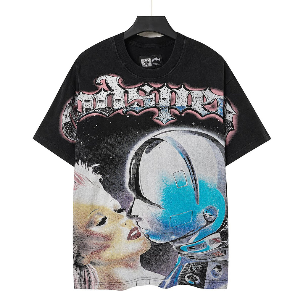 Godspeed Astronaut Face Graphic T-Shirt — front