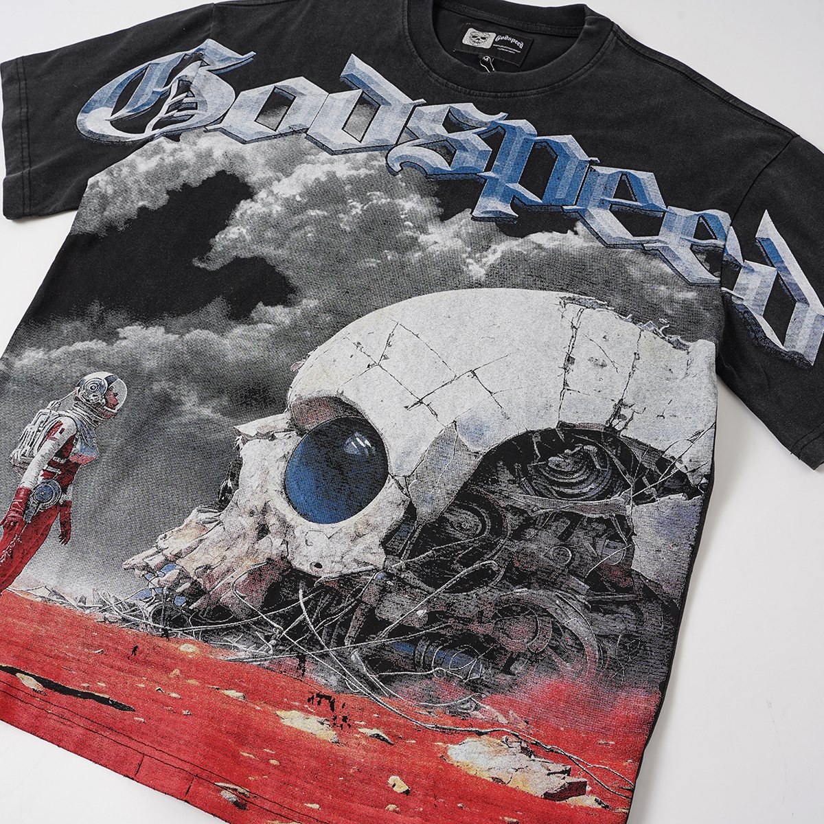 Godspeed Astronaut Skull Graphic T-Shirt — detail
