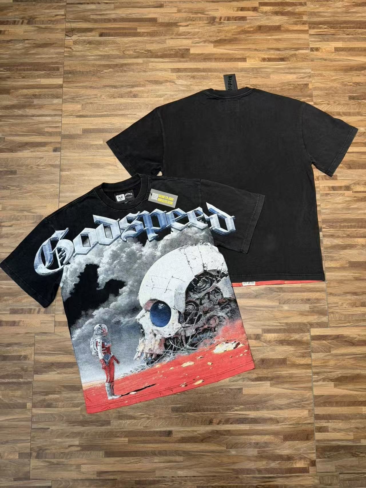 Godspeed Astronaut Skull Graphic T-Shirt — context