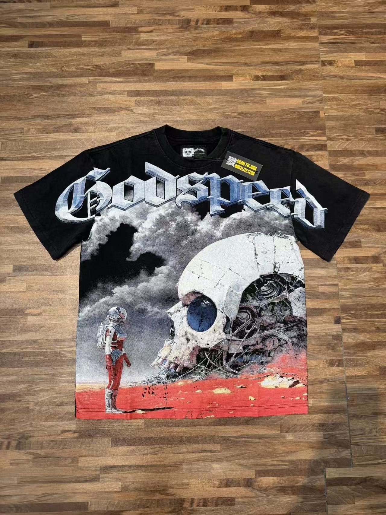 Godspeed Astronaut Skull Graphic T-Shirt — front