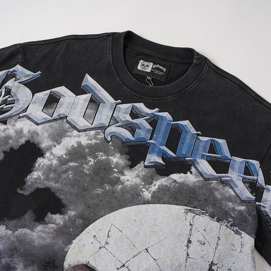 Godspeed Astronaut Skull Graphic T-Shirt — detail
