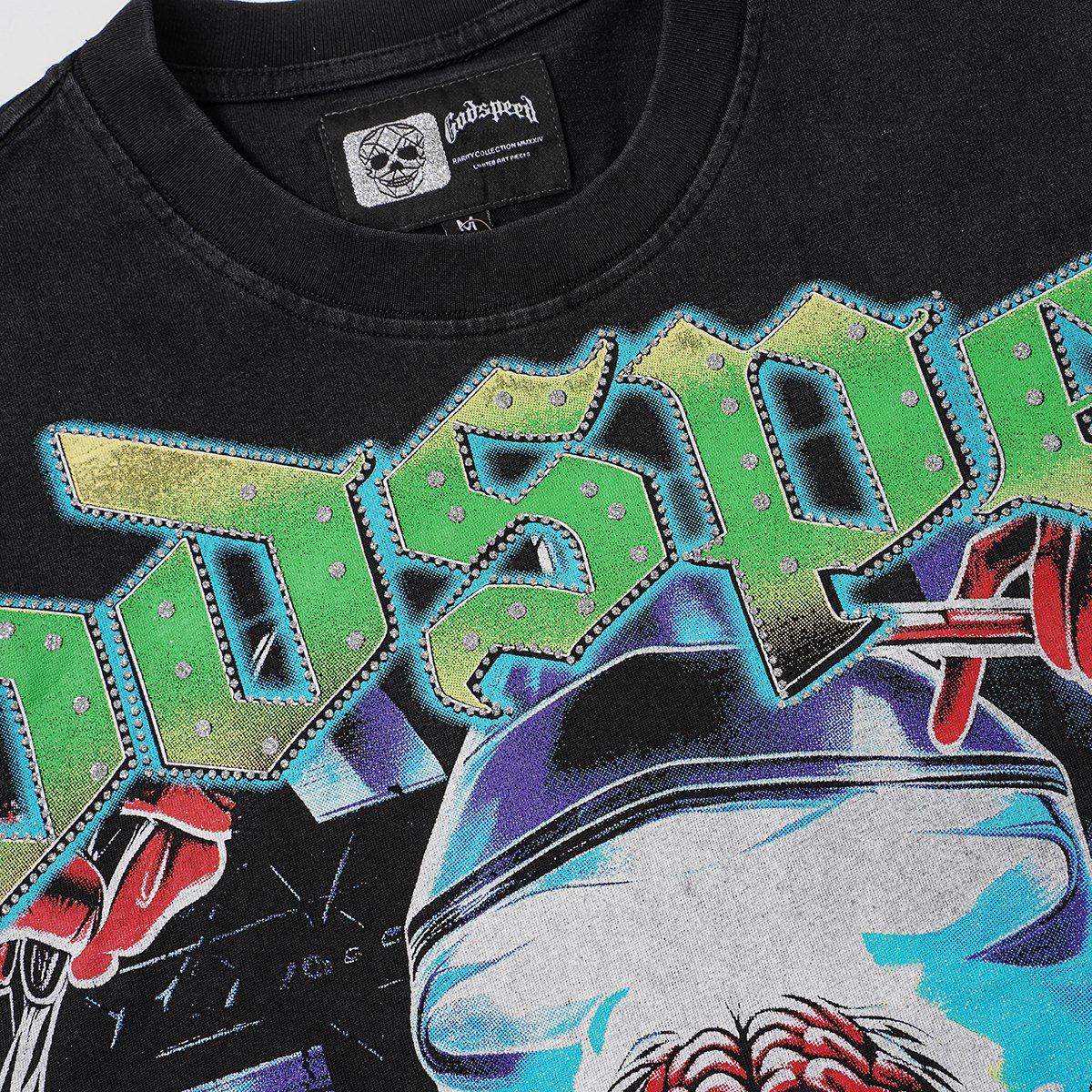 Godspeed Washed Black Rock Graphic T-Shirt — detail
