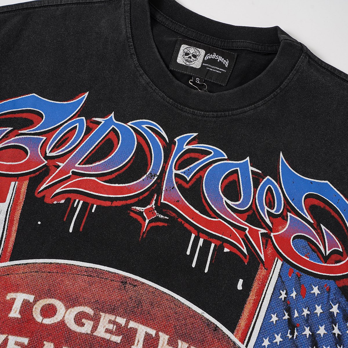 Godspeed Together We Are America Football Graphic T-Shirt — detail