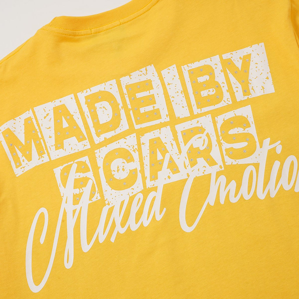MIXED EMOTION Front Rhinestone Graphic T-Shirt — detail