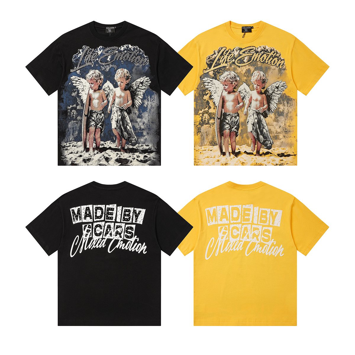 MIXED EMOTION Front Rhinestone Graphic T-Shirt — comparison