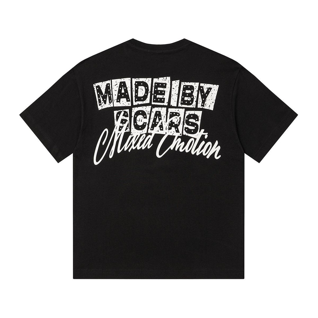 MIXED EMOTION Front Rhinestone Graphic T-Shirt — back