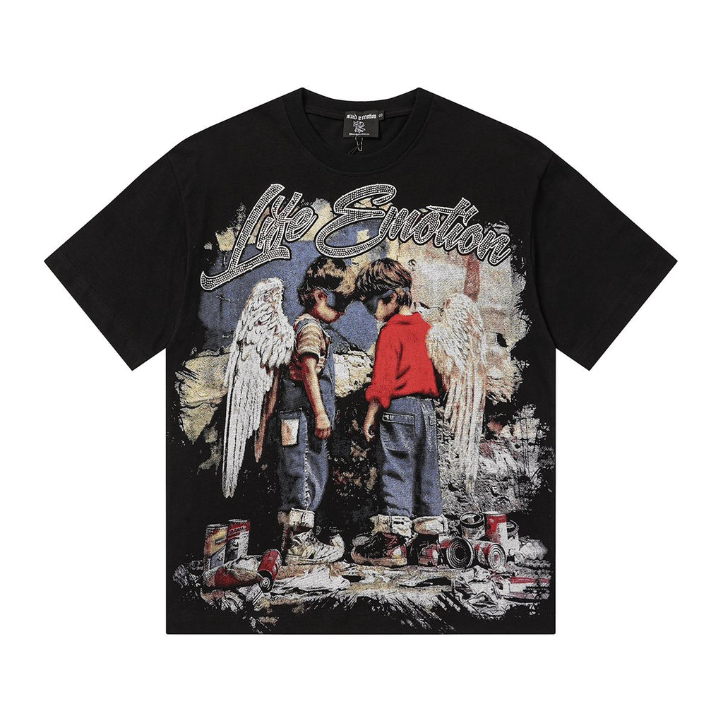 MIXED EMOTION Rhinestone Graphic T-Shirt — hero