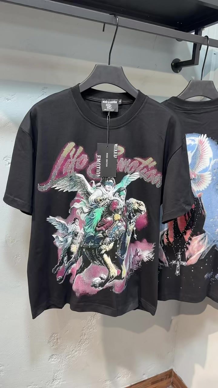 MIXED EMOTION Rhinestone Graphic Short-Sleeve T-Shirt — context
