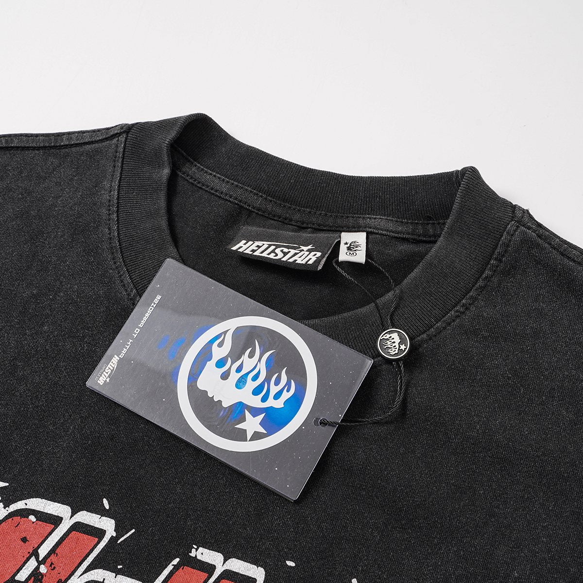 Hellstar Washed Black Front & Back Graphic T-Shirt — hang_tag