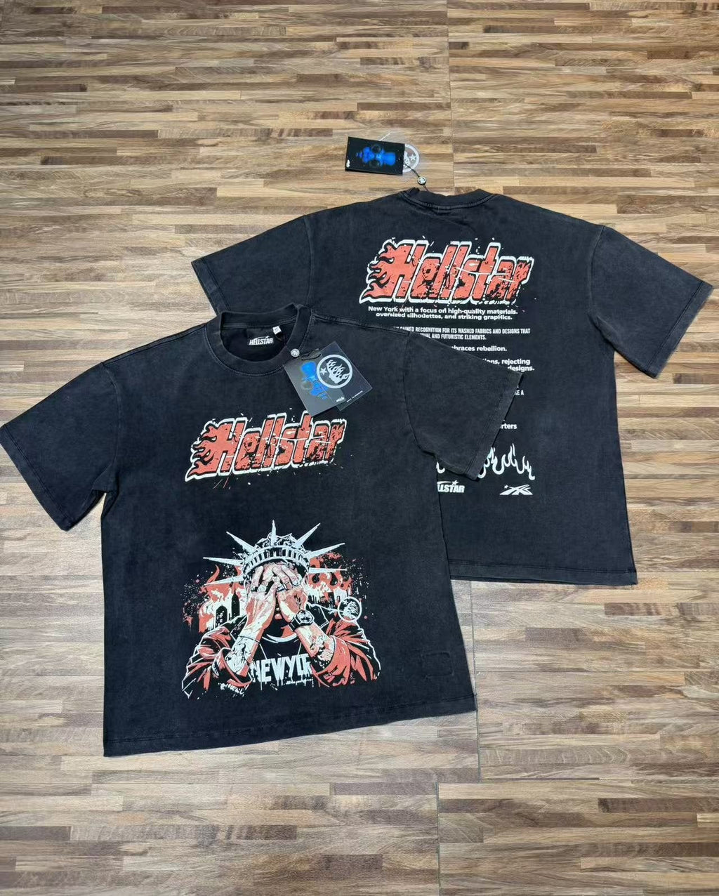 Hellstar Washed Black Front & Back Graphic T-Shirt — context