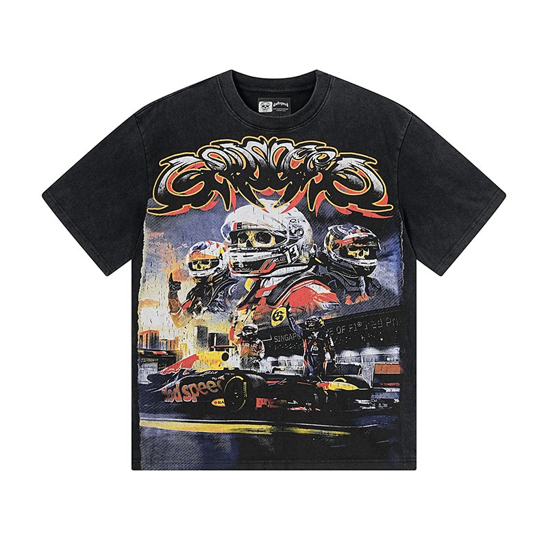 Godspeed Washed Black Racing Graphic T-Shirt — hero