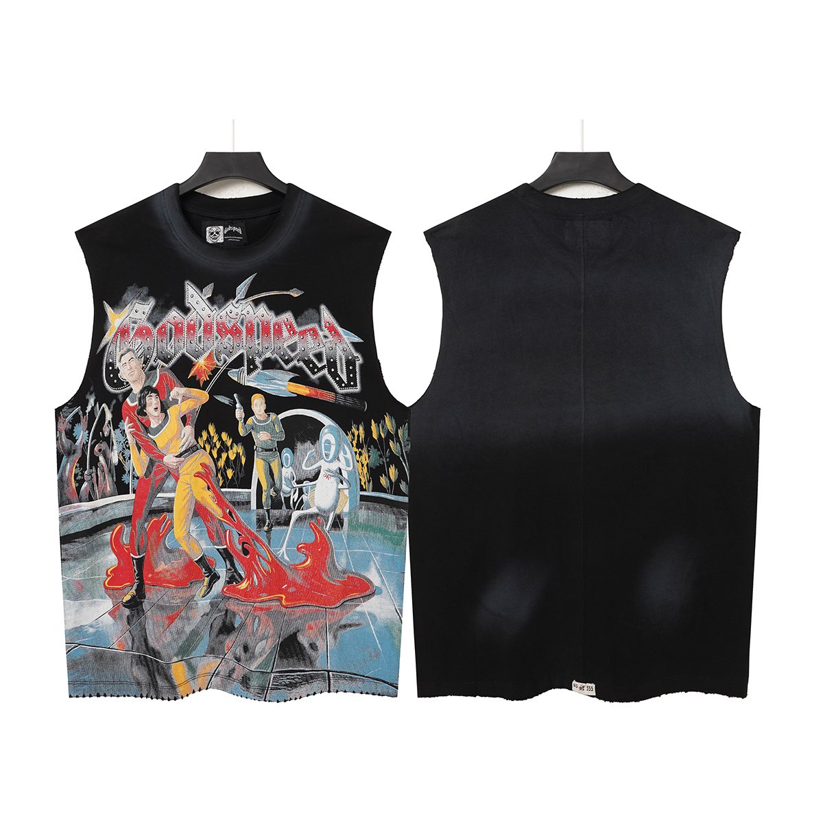 Godspeed Rhinestone Washed Sleeveless T-Shirt — front