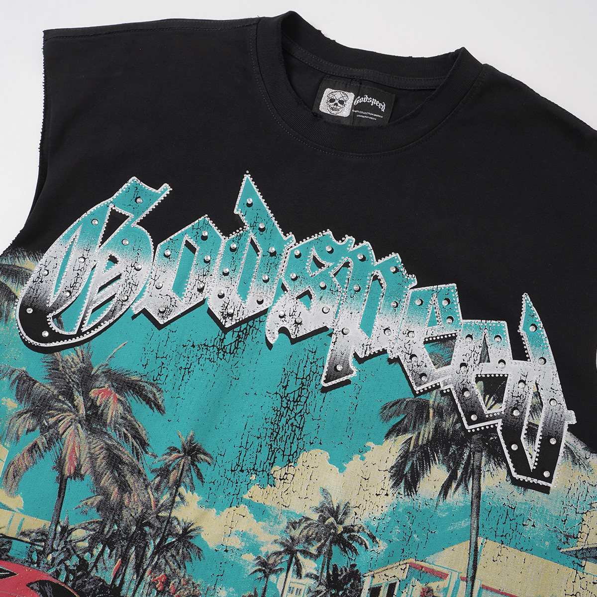 Godspeed Street Car Graphic Sleeveless T-Shirt — detail