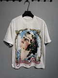 SAINT White Framed Woman Portrait Graphic T-Shirt — front